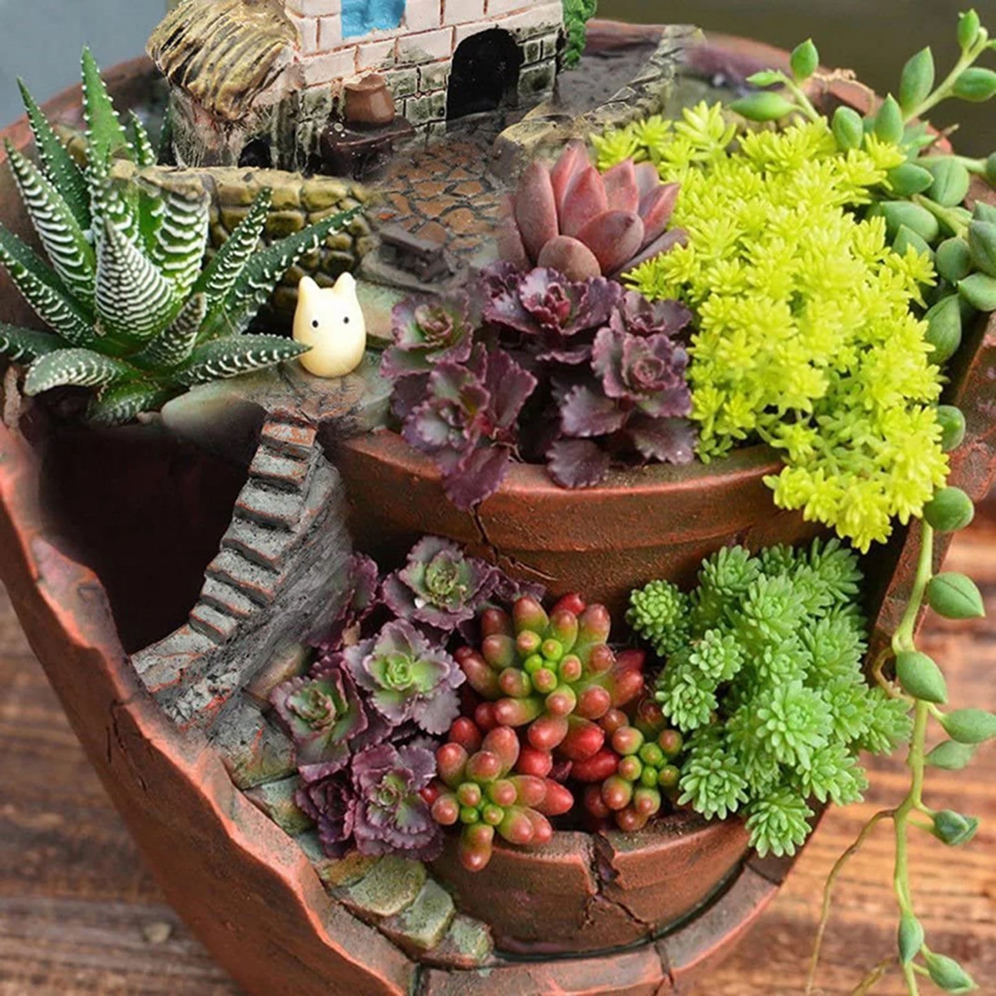 Fairy Garden Planter Succulent Plant Planting Pot Flower Plant Pots with Sweet House Unique Design for Home Garden Decoration